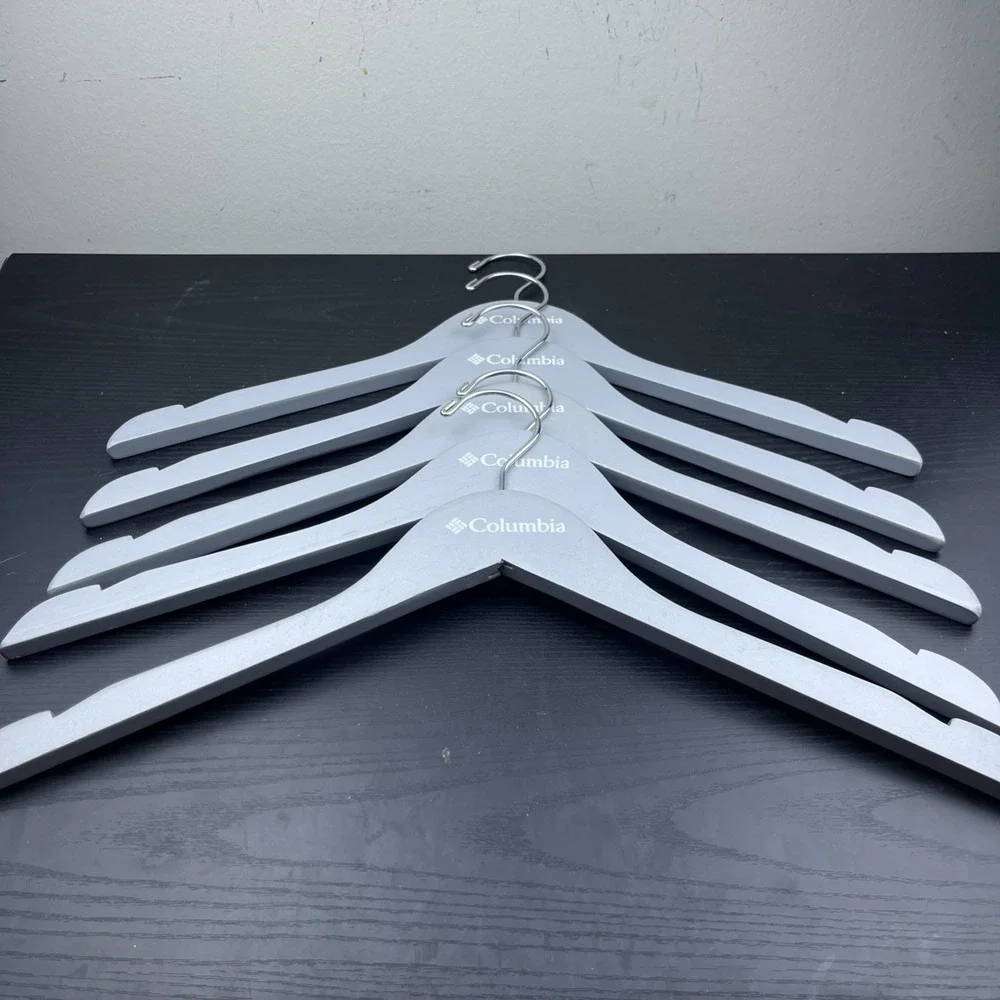 Columbia Sportswear Company Wooden Clothes Hangers Gray Set of 5